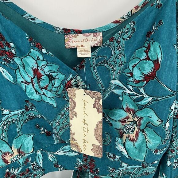 Band Of The Free Sybille V-Neck Crossover Wrap Crop Top Dark Teal Women Medium - Picture 3 of 9